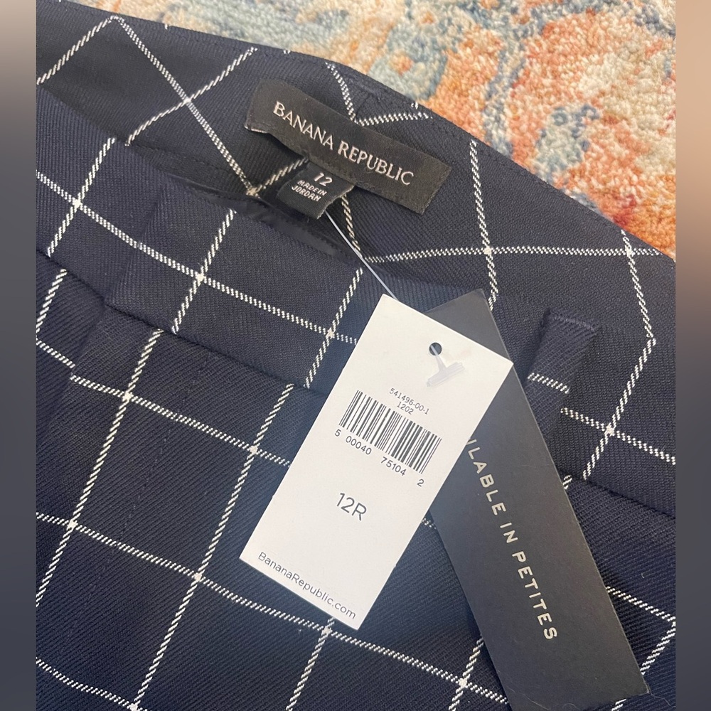 NWT Banana Republic navy Checkered Women's Cropped Pants - Picture 2 of 5